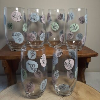 Lot de verres hauts peints à la main - Collection Florale
