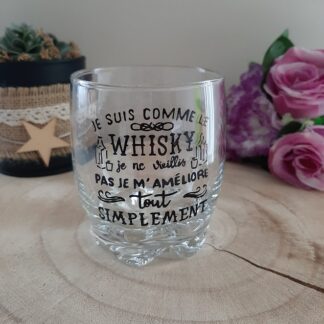 Cadeau apéro peint main - Verre Je suis comme le Whisky ALECO