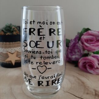 Cadeau frère et sœur original Verre humour ALECO fini de rire
