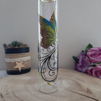 Porte-encens en verre artisanal - Décor "Grand Papillon Monarque" peint à la main