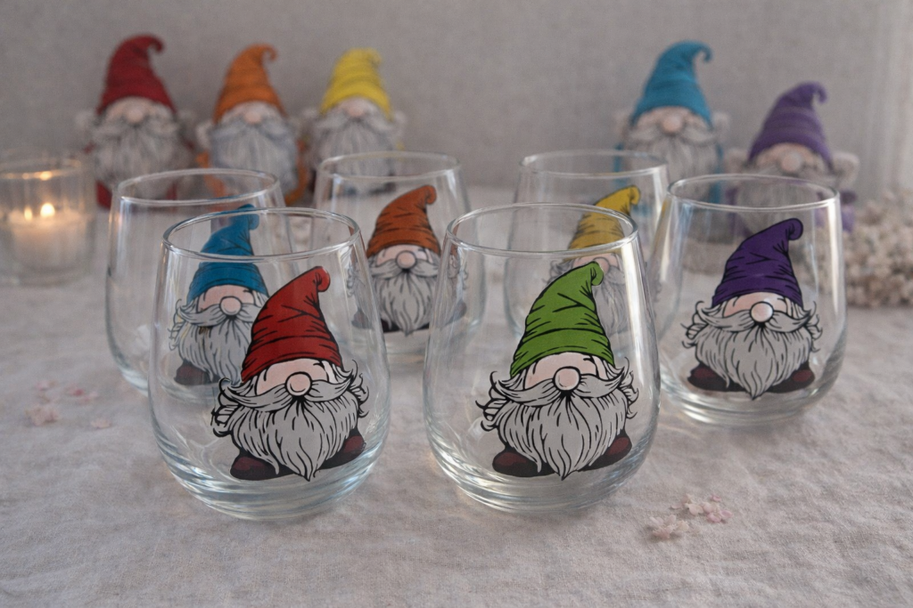 set de 6 verres gnomes peint à la main