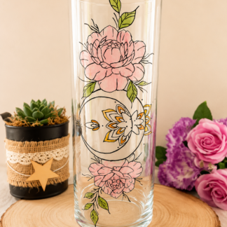 Vase en verre original — Verre peint à la main « Douceur Céleste » 30 cm