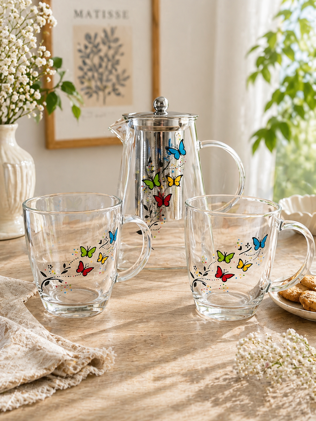 Verre fleurs peint à la main cadeau anniversaire Vendée