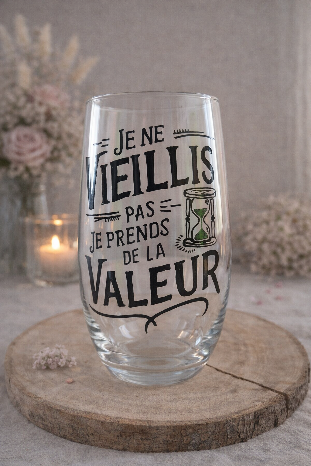 Verre anniversaire peint à la main cadeau original Vendée