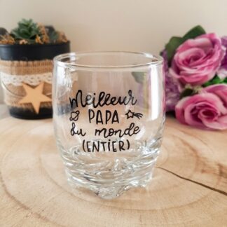 Cadeau papa fête des pères — Verre peint à la main « Meilleur Papa du Monde (Entier) »