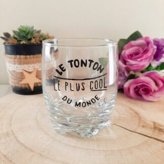 Cadeau tonton original — Verre peint à la main « Le Tonton le plus Cool du Monde »