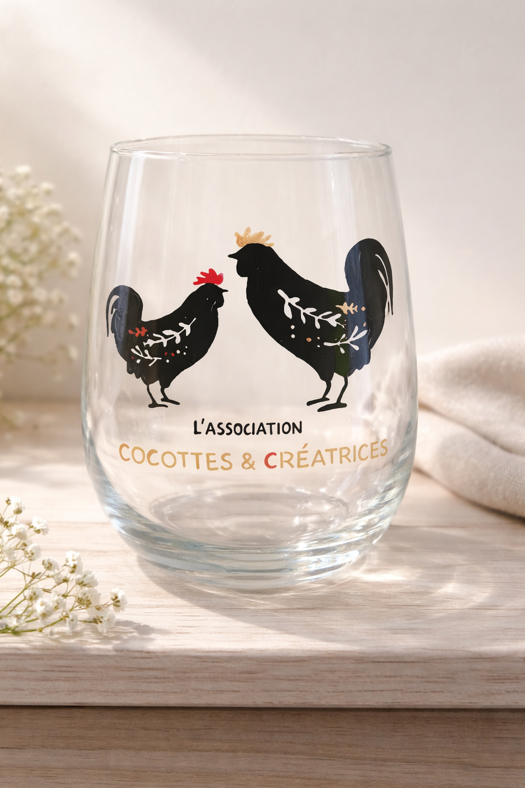 Verres personnalisés logo entreprise peints à la main Vendée