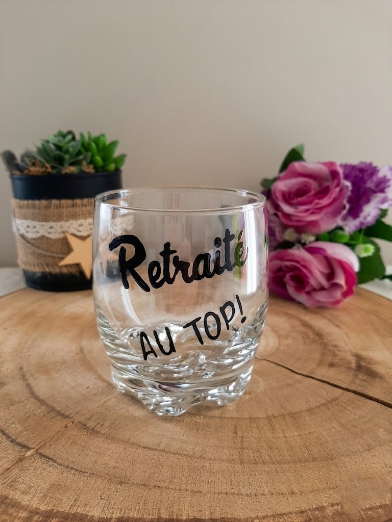 Verre retraite personnalisé peint à la main Vendée